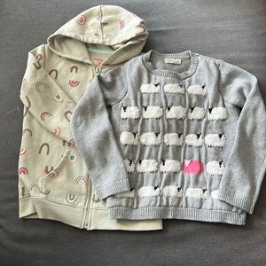 🌈 size 6 Cat & Jack Hoodie; 💗🐑 Tucker & Tate sweater